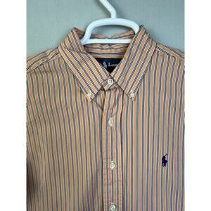 Ralph Lauren Classic Fit Button Down Shirt Men 15.5 34 / 35 Pink Stripe Preppy